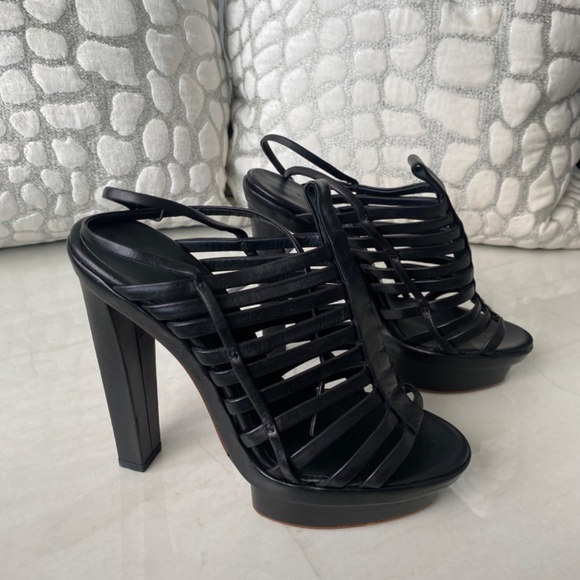 Balenciaga platform heels with ankle wrap